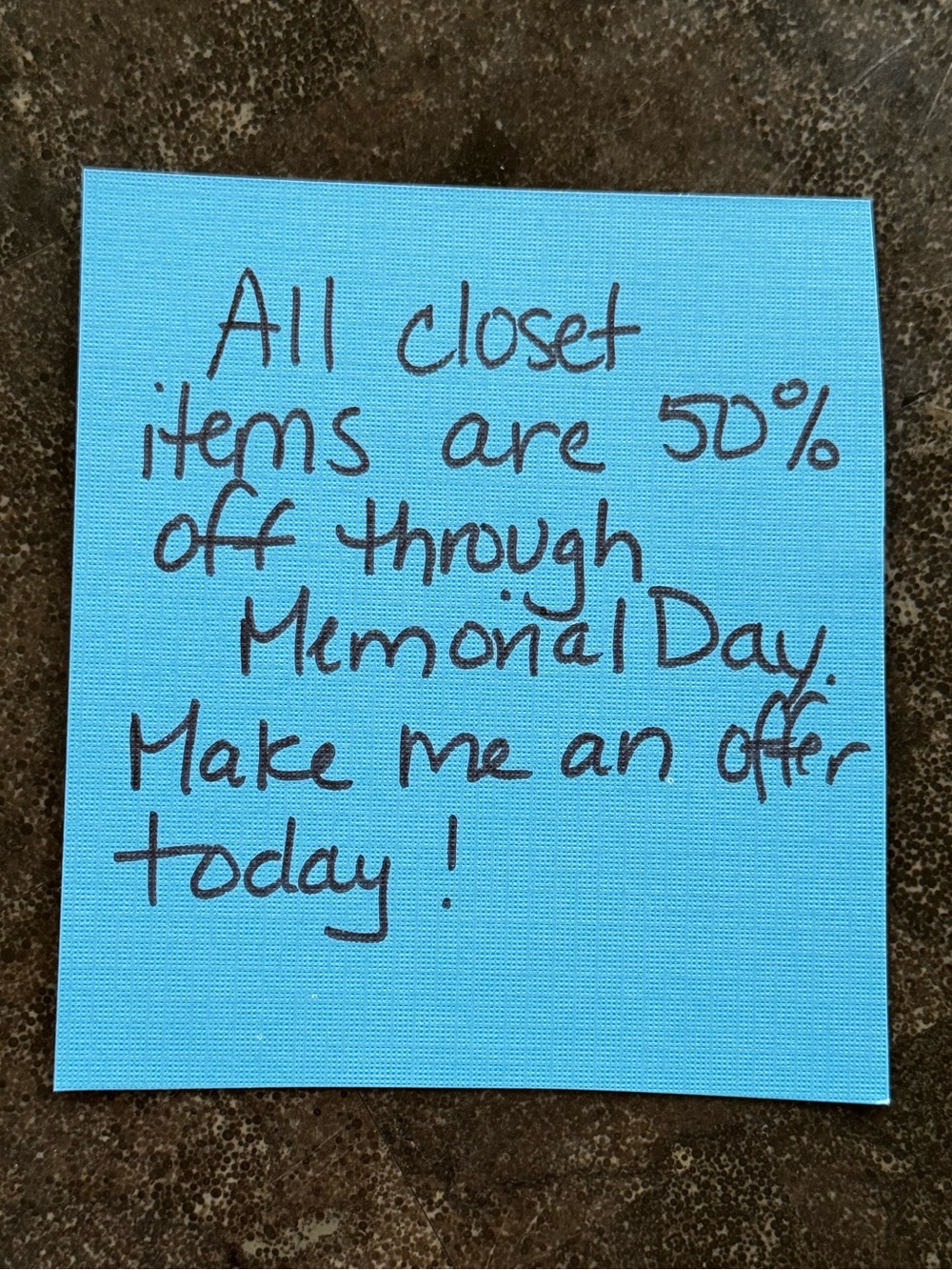 50% Off Closet Sale through Memorial Dsy